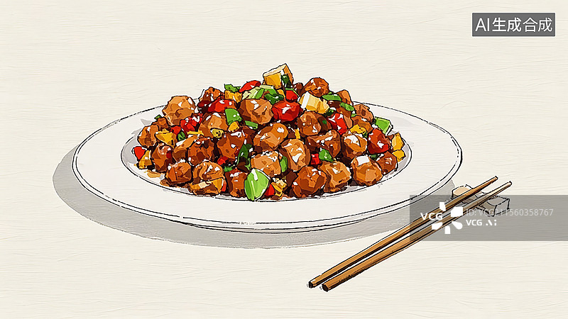 【AI数字艺术】宫保鸡丁餐饮美食图片素材