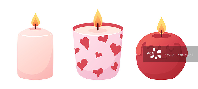 一组不同形状的卡通平面蜡烛图片素材