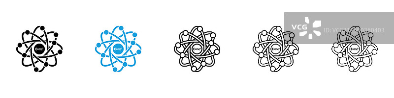 黑色和蓝色的物理图标集合图片素材