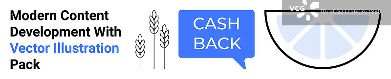 现金返还的对话气泡、小麦穗和柠檬图片素材