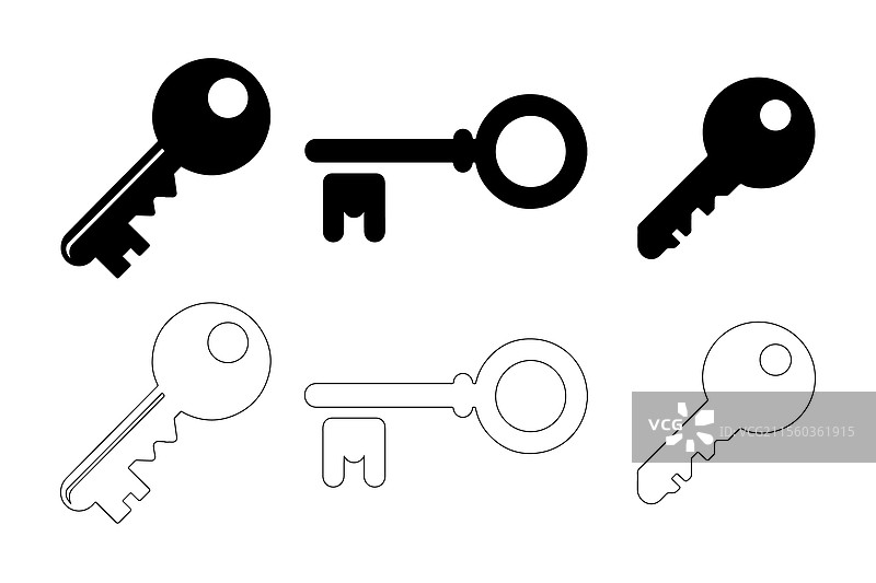 钥匙形状图标集图片素材
