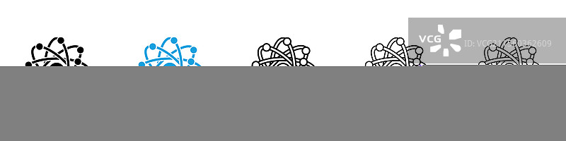 黑色和蓝色的物理图标集合图片素材