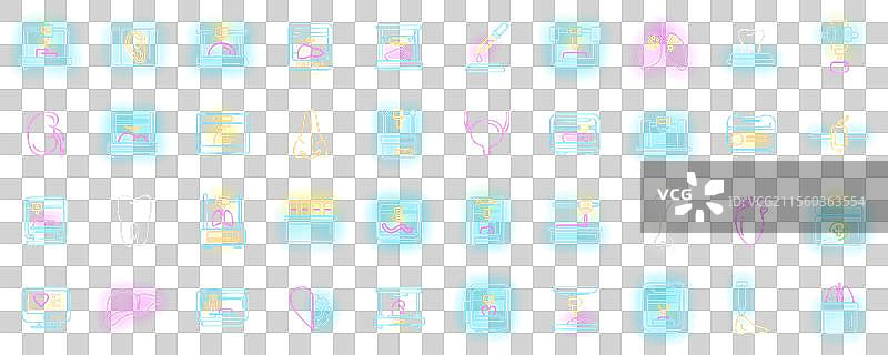 生物打印图标集霓虹灯风格图片素材