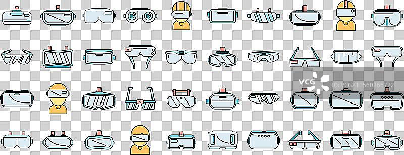 虚拟眼镜图标集 彩色线条图片素材