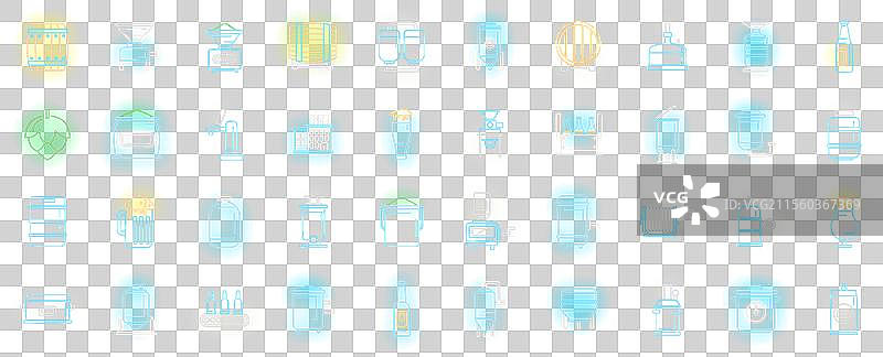 酿酒厂图标集合霓虹灯风格图片素材