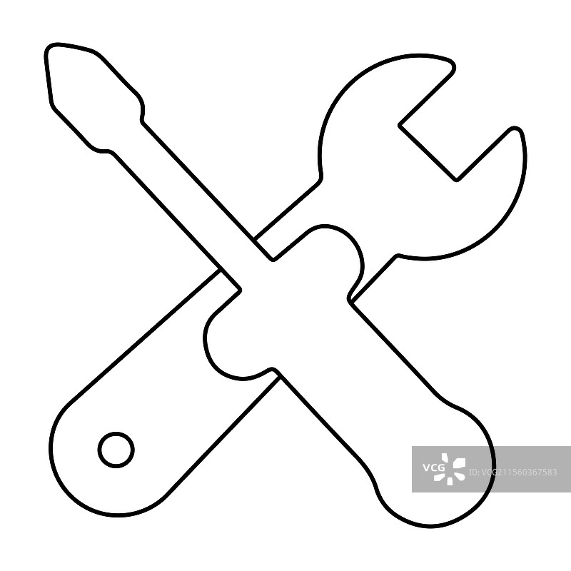 交叉扳手和螺丝刀维修工具图片素材
