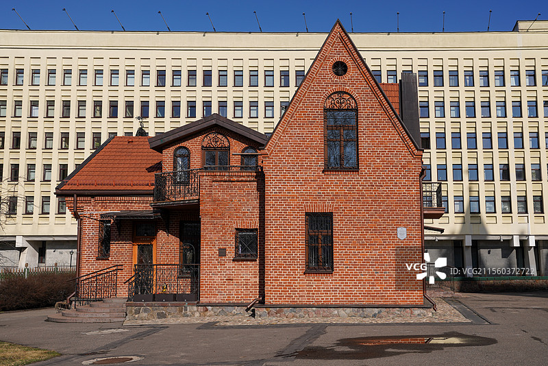 白俄罗斯 明斯克 圣西蒙和赫伦那教堂 红教堂图片素材