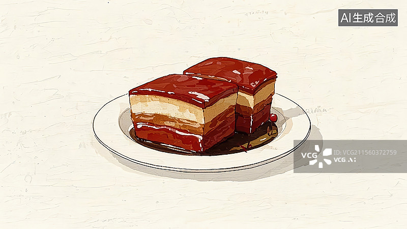 【AI数字艺术】东坡肉餐饮美食插画图片素材