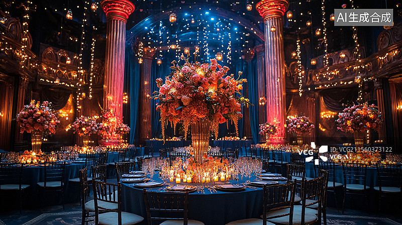 【AI数字艺术】大亨盖茨比风格企业活动场地装饰图片素材
