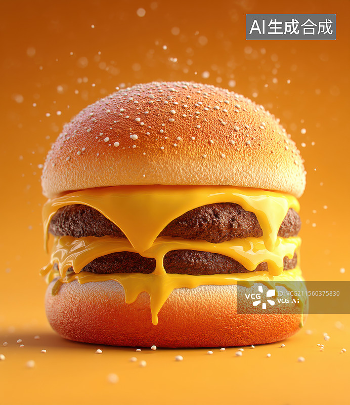 【AI数字艺术】美味的牛肉汉堡创意广告美食静物图片素材