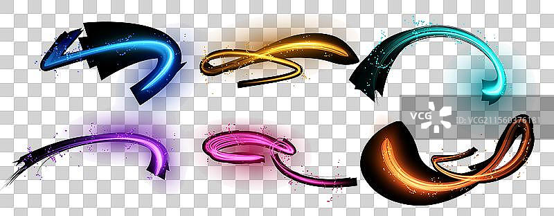 魔幻霓虹圆圈与粒子3D套装图片素材