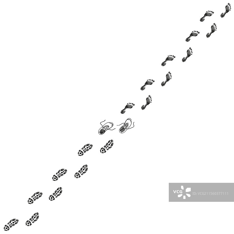 脱掉鞋子的鞋印留在地上图片素材