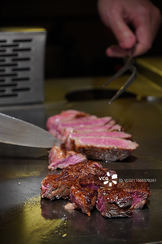 七分熟分切牛排图片素材