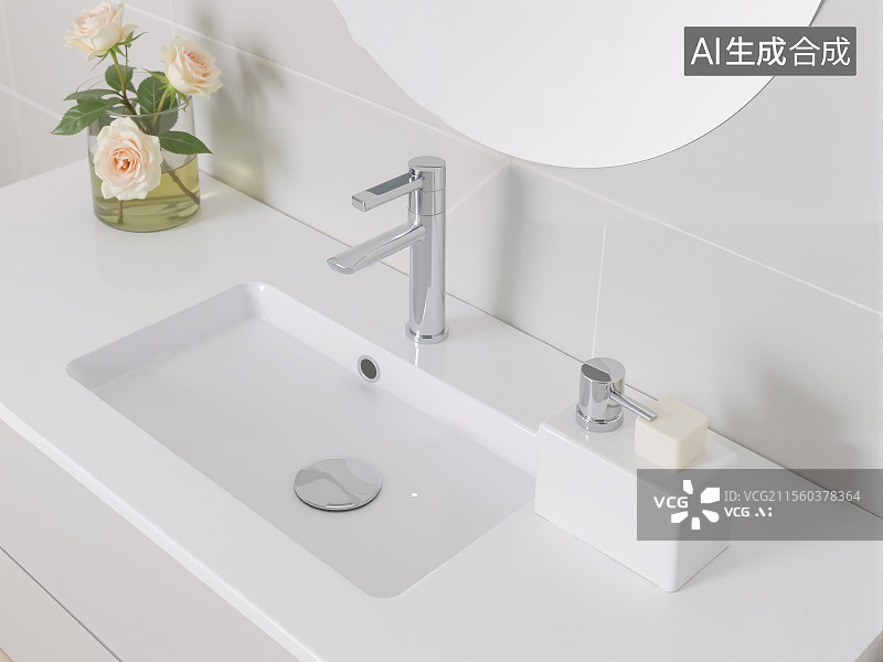 【AI数字艺术】温馨简约浴室洗漱台图片素材