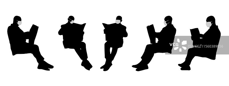 概念性剪影男性阅读报纸图片素材