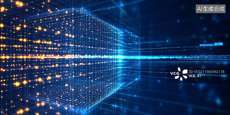 【AI数字艺术】数字立方体网络空间图片素材