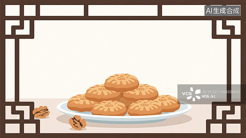 【AI数字艺术】传统美食一盘杏仁酥图片素材