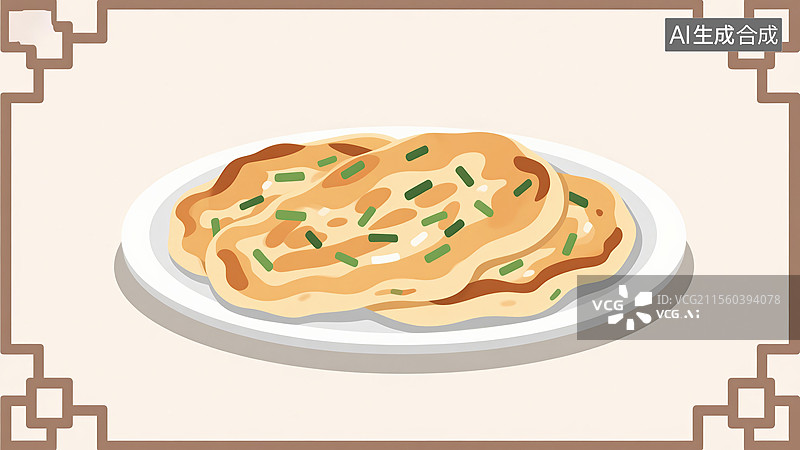【AI数字艺术】传统美食一盘葱油饼图片素材