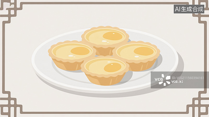 【AI数字艺术】传统美食一盘蛋挞图片素材