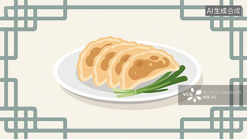 【AI数字艺术】传统美食一盘韭菜盒子图片素材