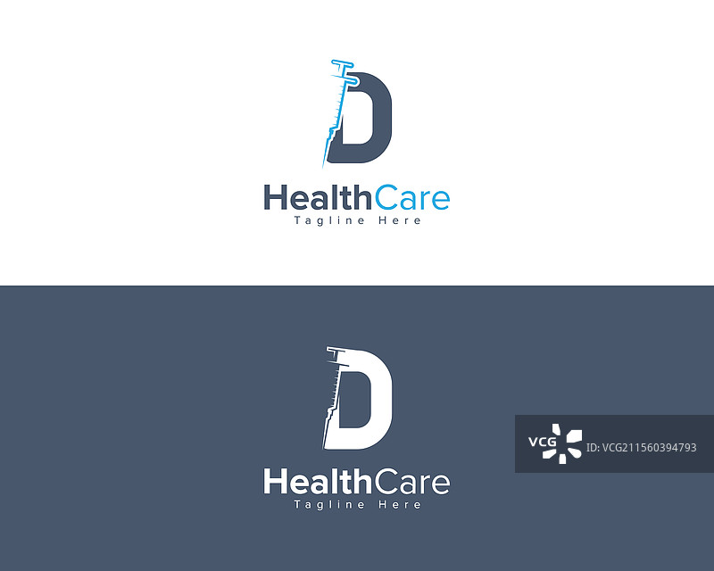 字母D与注射器创意标志图片素材