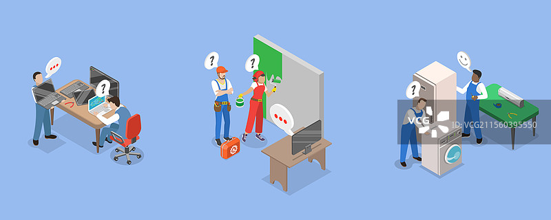 维修的三维等距平面图图片素材