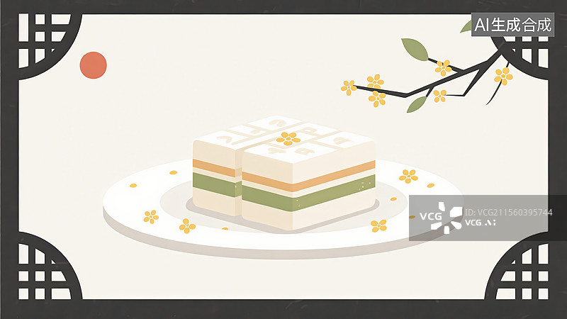 【AI数字艺术】传统美食桂花糕图片素材