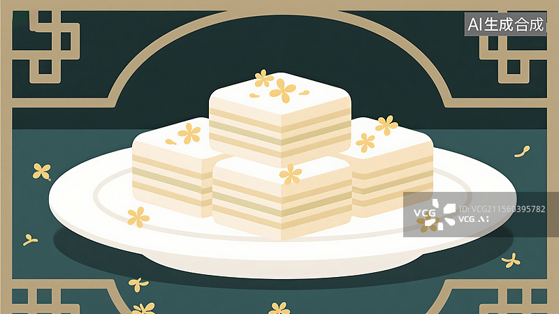 【AI数字艺术】传统美食桂花糕图片素材