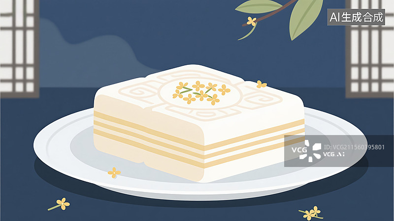 【AI数字艺术】传统美食桂花糕图片素材