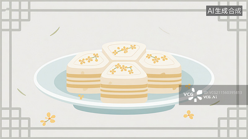 【AI数字艺术】传统美食桂花糕图片素材