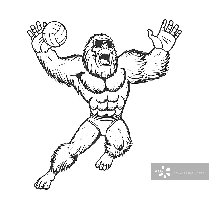 大脚怪排球剪贴画设计图片素材