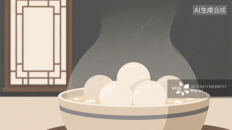 【AI数字艺术】传统美食酒酿圆子图片素材