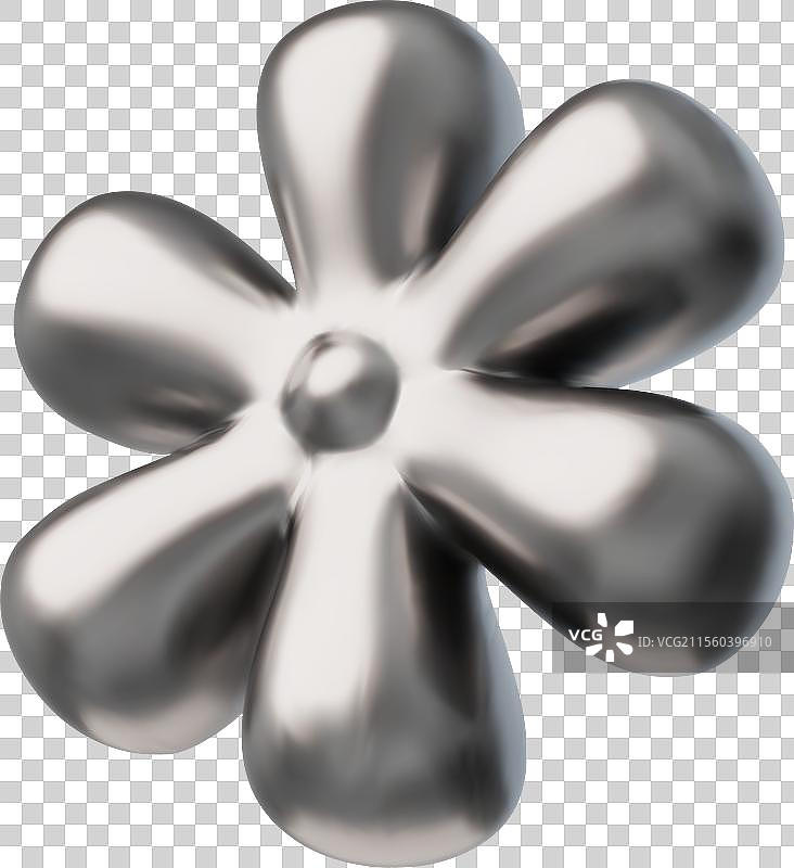 金属制成的花朵形状的3D图标图片素材