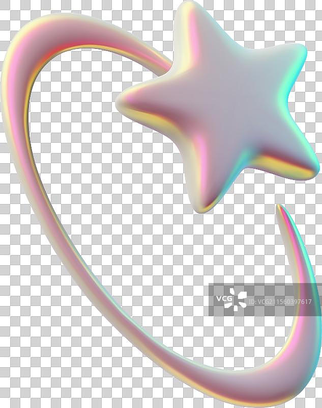 3D光泽粉色星星与环形液体表面图片素材