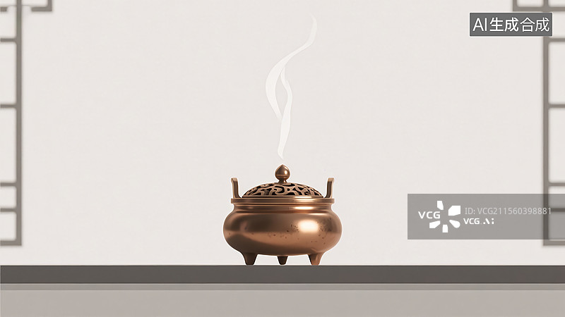 【AI数字艺术】铜香炉图片素材