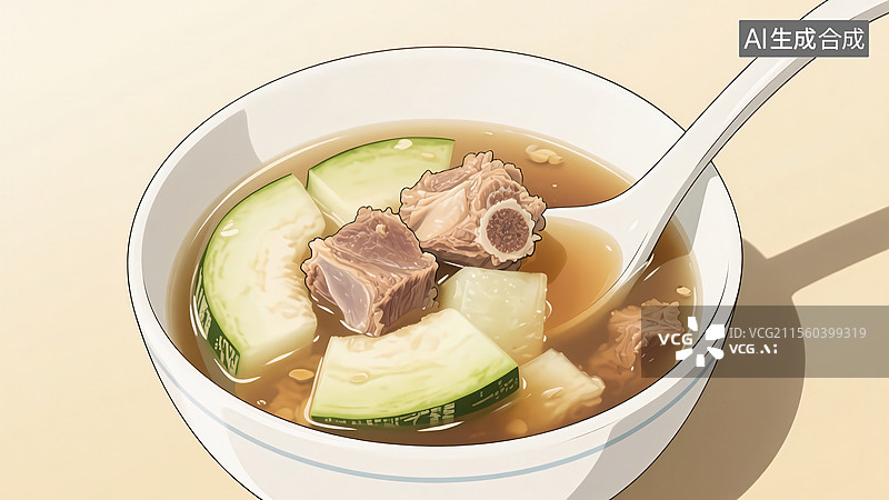 【AI数字艺术】冬瓜排骨汤图片素材