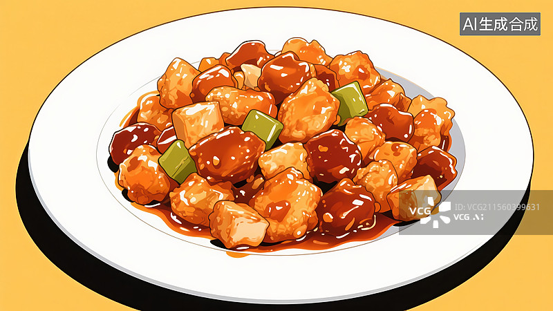 【AI数字艺术】宫保鸡丁美食图片素材