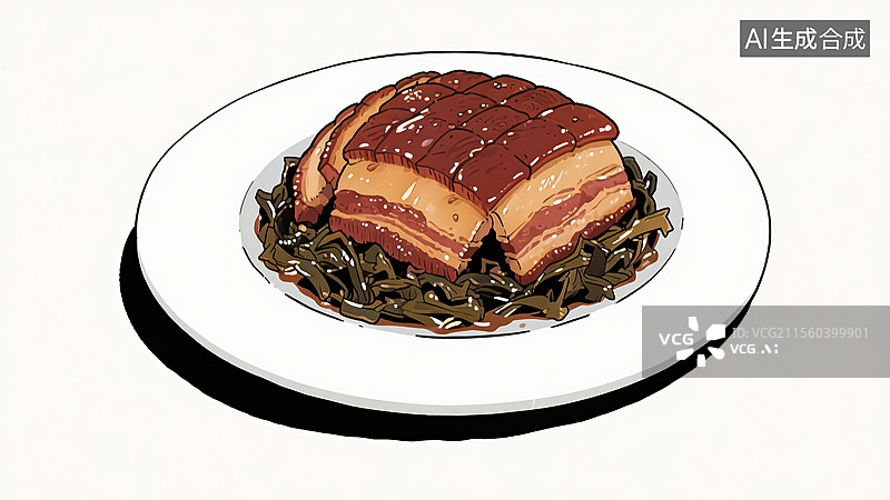 【AI数字艺术】梅菜扣肉美食图片素材