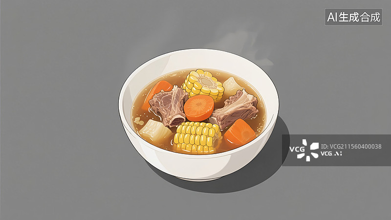 【AI数字艺术】玉米胡萝卜排骨汤美食图片素材