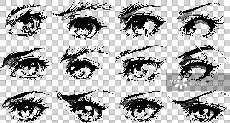 不同形状和大小的眼睛与各种各样的图片素材