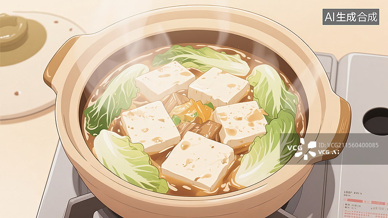 【AI数字艺术】白菜豆腐煲美食图片素材