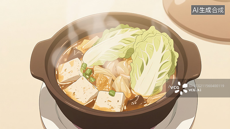 【AI数字艺术】白菜豆腐煲美食图片素材