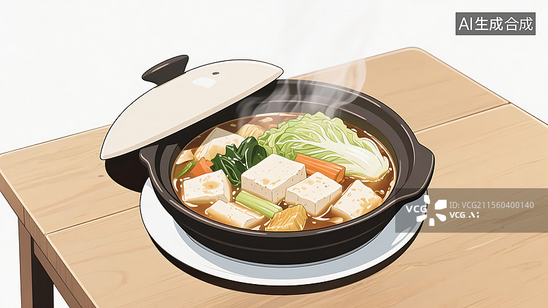 【AI数字艺术】白菜豆腐煲美食图片素材