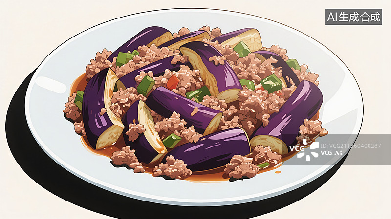 【AI数字艺术】肉末茄子美食图片素材