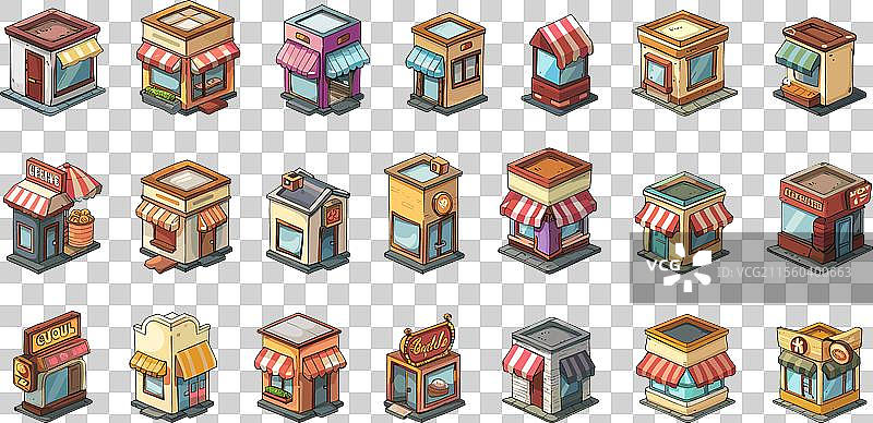 等距卡通商店，简单的卡通风格图片素材