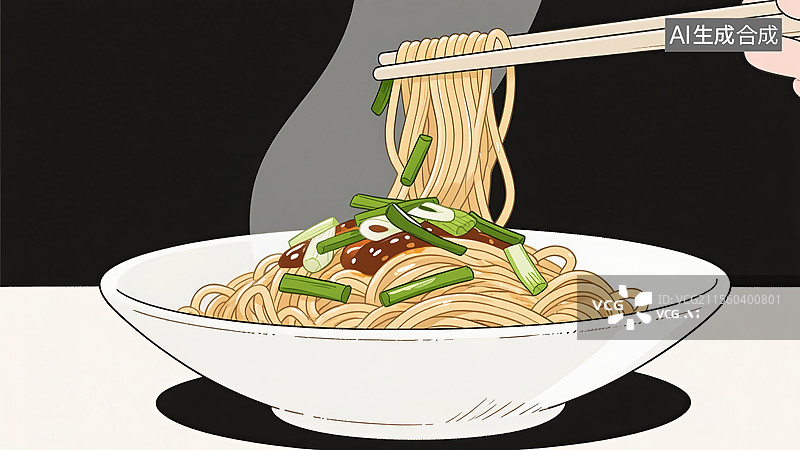 【AI数字艺术】葱油拌面美食图片素材