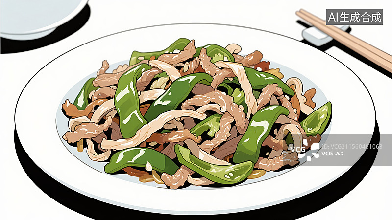 【AI数字艺术】青椒炒肉丝美食图片素材