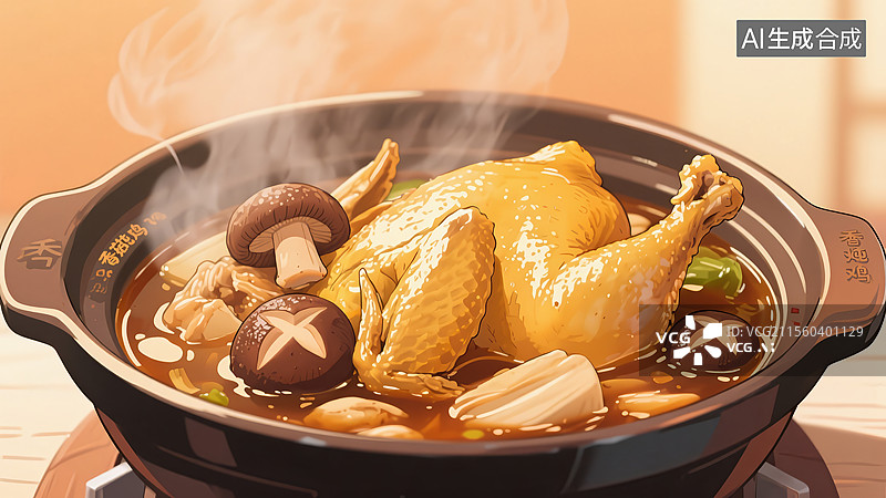 【AI数字艺术】香菇炖鸡美食图片素材