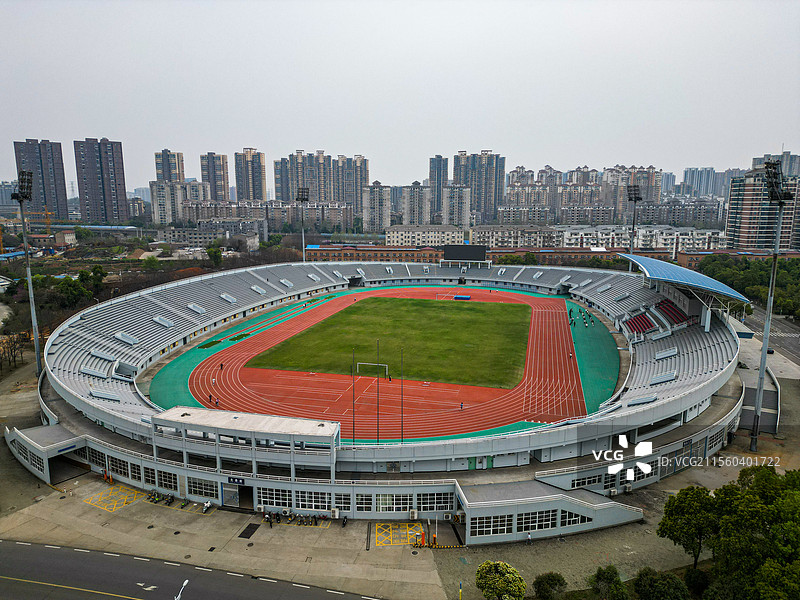 湖北武汉中南财经政法大学独特建筑航拍全景图片素材