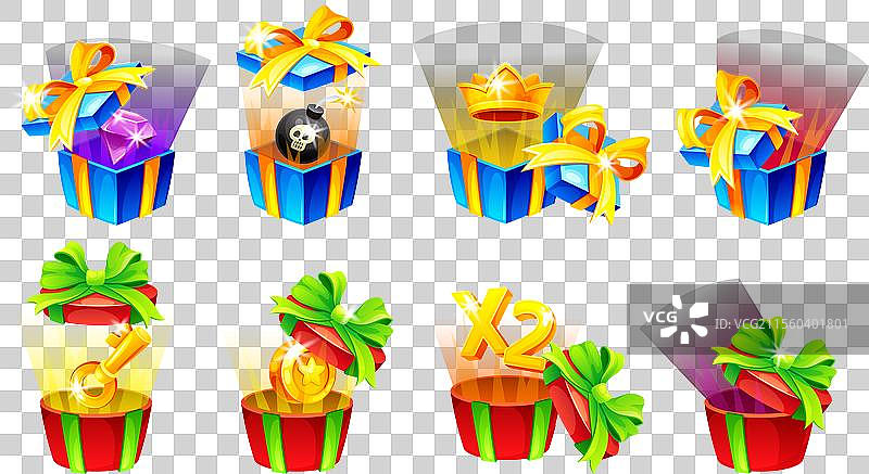 游戏奖励盒子礼物盒子金钱奖品图片素材